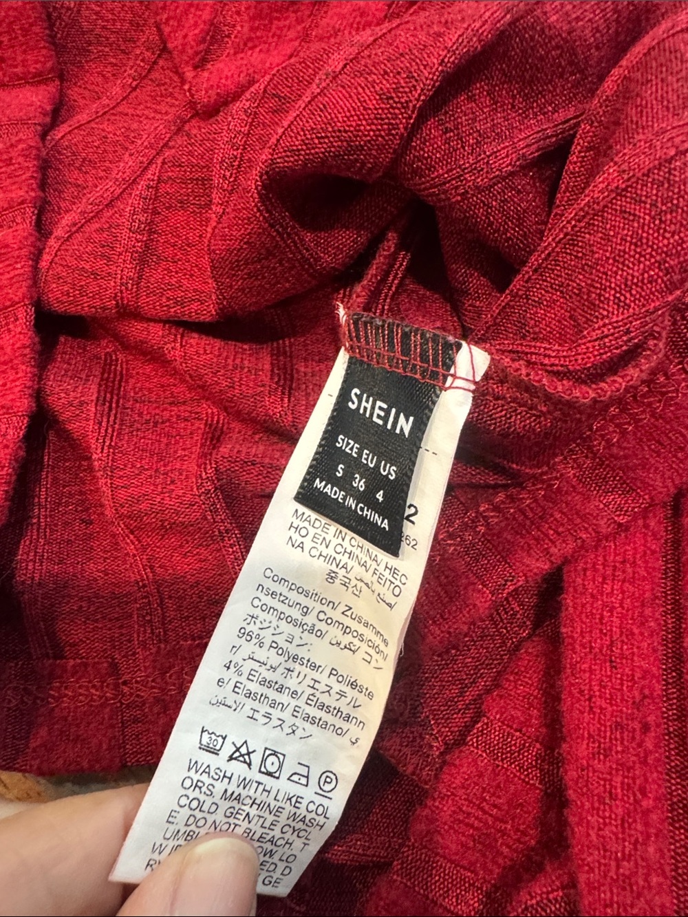 SHEIN Red Ribbed Off-Shoulder Knit Top - Picture 5 of 6